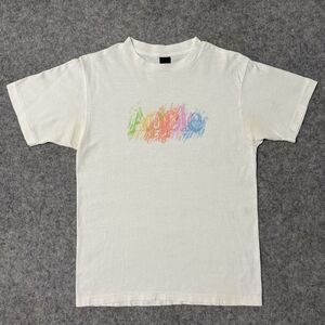 Vintage 80s Apple Inc Rainbow Logo T Shirt Crayon Script Single Stitch Small S